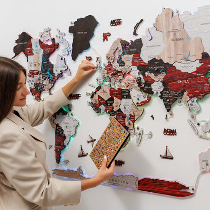 3D LUMINOUS LED Wooden World Map 2.0 Urban