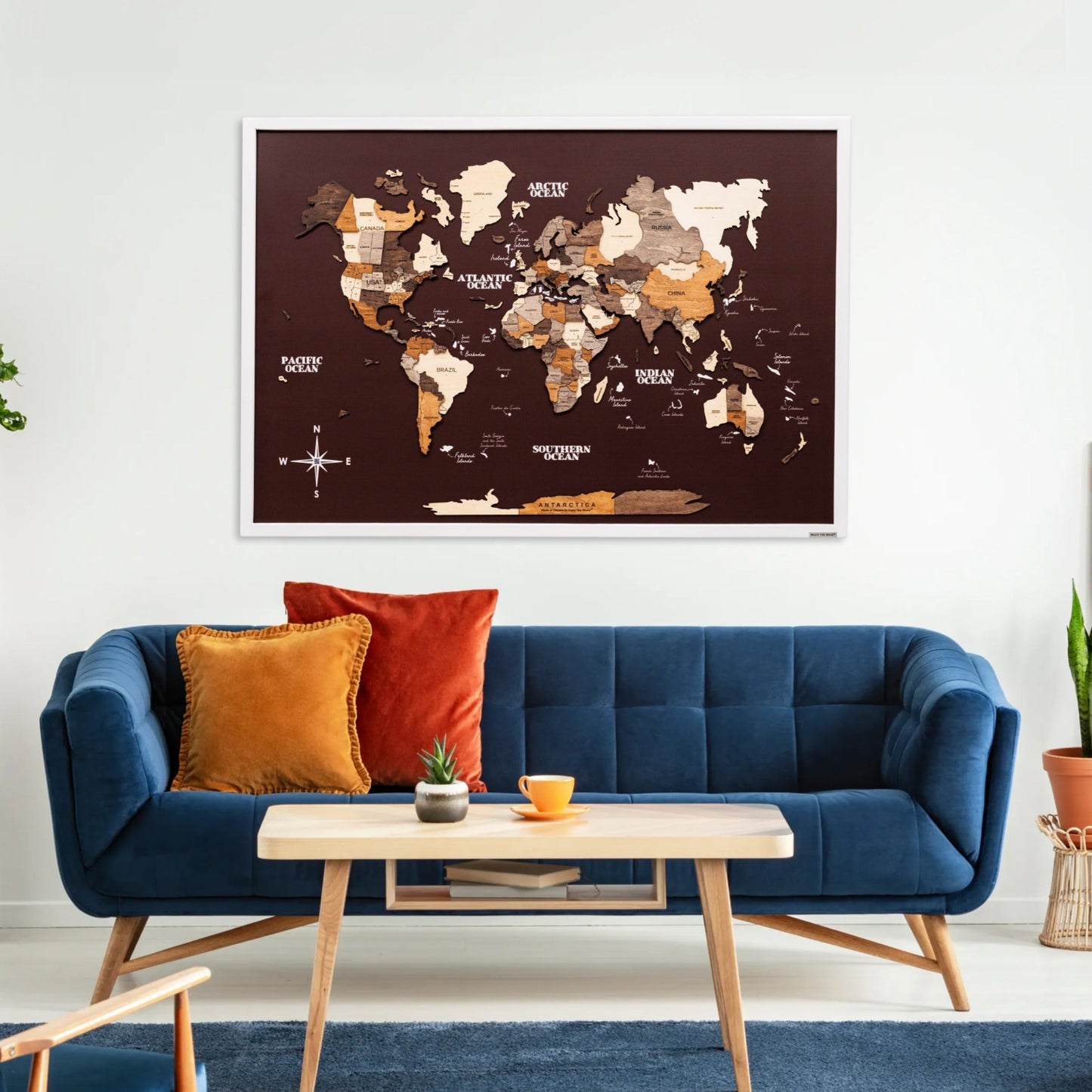 3D Wooden Map on Board Multicolor - Green