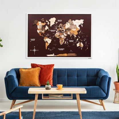 3D Wooden Map on Board Multicolor - Green