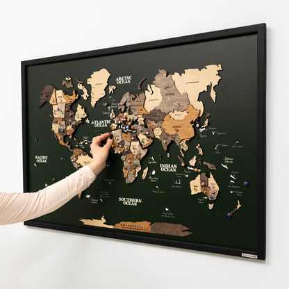 3D Wooden Map on Board Multicolor - Green