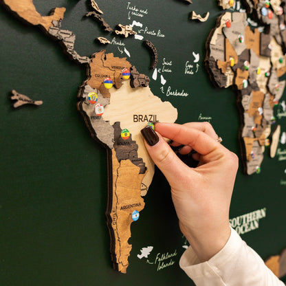 3D Wooden Map on Board Multicolor - Green