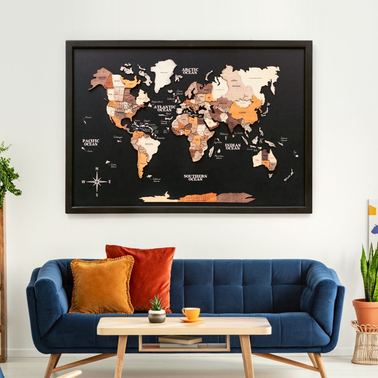3D Wooden Map on Board Multicolor - Green