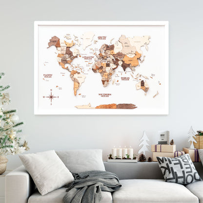 3D Wooden Map on Board Multicolor - Green